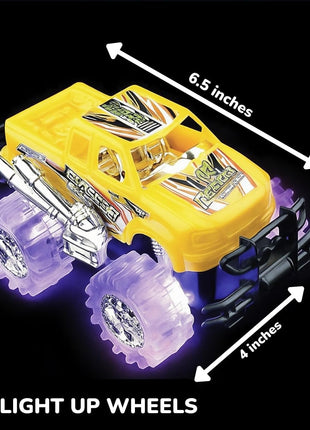 Light-Up Monster Truck Toys (2-Pack) ??Push-&-Go Cars with Glowing Wheels ??Birthday Gift for Toddlers, Boys & Girls Ages 3+ ??Durable Friction-Powered Trucks ??Batteries Included