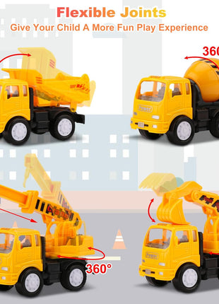 Construction Truck Toys for Toddler 3-4: 5-in-1 Vehicles with Sound Lights | 13 inch Big Carrier 4 Mini Truck - Great for Little Boys Daily Repeat Play - Ideal Christmas Birthday Gifts for Boy Grandkids