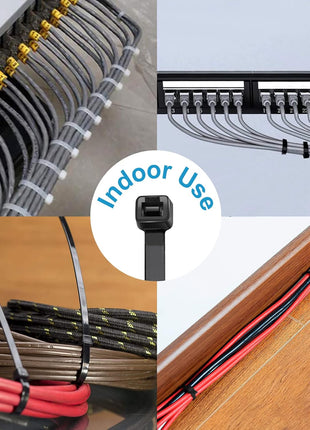 Zip Ties 8 inch (100 Pack), 40lbs Tensile Strength, Black Cable Ties, Wire Ties for indoor and outdoor use, by Skalon