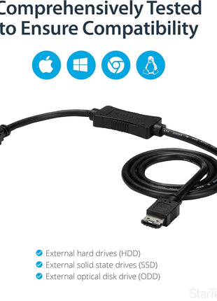 StarTech.com 3 ft USB 3.0 to eSATA Adapter - 6 Gbps USB to HDD/SSD/ODD Converter - Hard Drive to USB Cable (USB3S2ESATA3)