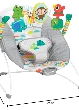 Bright Starts Playful Paradise Comfy Baby Bouncer Seat with Soothing Vibration and Toys, Unisex, 0-6 Months