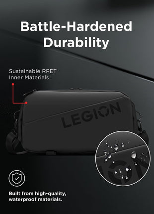 Lenovo Legion Sling Bag, Waterproof Carrying Case Bag for Legion Go Gaming Console, Black, Custom Fit Console Carrier, Adjustable Shoulder Strap, Multiple Compartments, Durable and Stylish Design