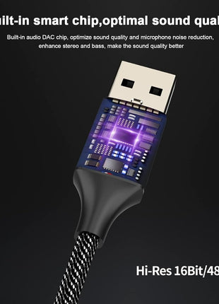 MOSWAG USB to 3.5mm Jack Audio Adapter 0.65Feet/20cm, External Sound Card Support Mic TRRS Headset with 3.5mm Aux Stereo Converter Compatible with Windows, PC, Laptop, Mac, Linux, Desktops, PS4