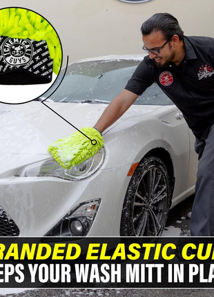 Chemical Guys Chenille Premium Scratch-Free Microfiber Wash Mitt for Car Washing - 2 Pack, Lime Green, Ultra-Soft Car Wash Gloves, Swirl-Free Finish, Safe for Trucks, SUVs, Motorcycles, and More