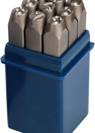 YKLP 1/4 inch Metal Number Stamps Set, 6mm Steel Number Punch DIY Tool for Leather, Brass, Aluminum, Mild Steel 9Pcs(0-9)