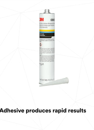 3M Auto Glass Urethane Windshield Adhesive, 08693, Medium Viscosity, High-Strength, Fast-Curing, 310 mL/10.5 fl oz Cartridge , Black