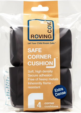 Roving Cove HeftyFit Corner Protector for Baby (4 Large Corners), Heavy-Duty Soft Rubber Foam Furniture Corner Bumper Guards, 3M Adhesive Pre-Taped, Onyx Black