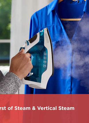 BLACK+DECKER Easy Steam Iron for Clothes with SmartSteam Technology | SmartSteam iron with stainless soleplate, anti-drip system and vertical steam for smooth wrinkle removal.