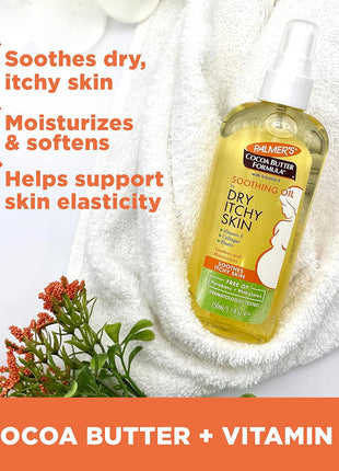 Palmer's Cocoa Butter Formula Soothing Oil with Vitamin E, Dry, Itchy Skin Relief, Anti-Itch Body Oil, 5.1 Ounces