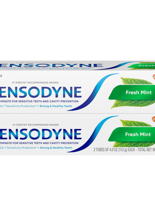 Sensodyne Fresh Mint Sensitive Toothpaste, ADA Accepted Toothpaste for Cavity Prevention and Sensitive Teeth Treatment - 4 Ounces (Pack of 2)