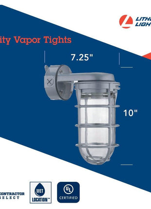 Lithonia Lighting Jelly Jar Light Fixture, Incandescent Utility Vapor Tight Wall Lamp, Industrial Style Wall Light for Indoor and Outdoor Use, 150W, 120V, Includes Junction Box, Grey (VW150I M12)