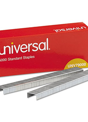 Universal Standard Staples, Chisel Point, Steel, 5000 / Box, Pack of 5