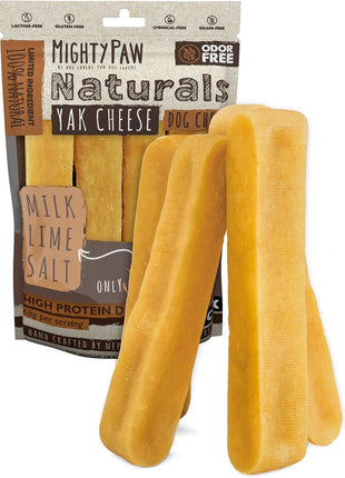 Mighty Paw Yak Cheese Dog Chews 芒聙聯 All-Natural Long Lasting Hard Chew for Aggressive Chewers 芒聙聯 High Protein, Odor-Free Dog Treat 芒聙聯 3 Ingredient Natural Yak Chews for Large Dogs 芒聙聯 (4 Pack)