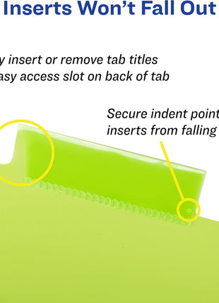 Avery Insertable Plastic Dividers for 3 Ring Binders, 8 Tabs per Set, Big Tabs, Two Pockets, Multicolor Binder Dividers, Works with Sheet Protectors (11903)