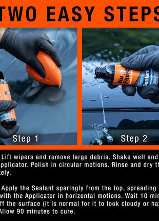 Nu Finish Glass Restore & Repel Kit, Two Step Regimen for Car Windshield, Includes Polishing Compound, Ceramic Sealant, Precision Applicator Tool, and 2 Reusable Sponges