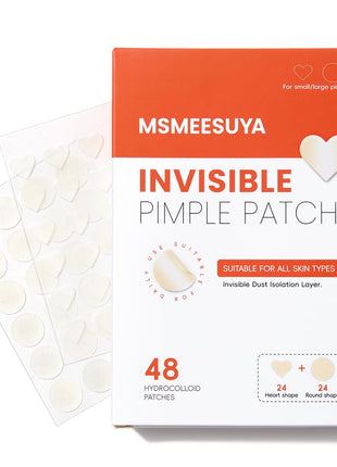 Pimple Patches 96 Count, Hydrocolloid Acne Patches, 2 Pack | Hydrocolloid acne patches provide discreet coverage for blemishes. Invisible round and heart shapes for day and night use