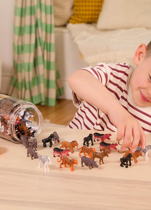 Terra by Battat Wild Animal Figurines Tube, 60 Mini Safari Figures, Animals | 60 realistic mini wild animal figures in a portable tube for pretend play, crafts, dioramas, sensory bins, Animals, 3+ Years