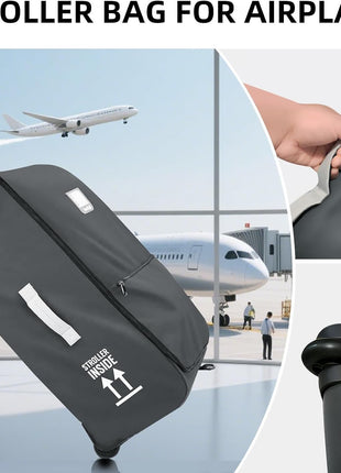 CARAMBOLA Stroller Bag for Airplane,Travel Bag - Compatible with UPPAbaby Vista/V1 V2 V3, Cruz/V1 V2 V3 |Rolling Wheel Bag with Storage Pocket, Waterproof, Rolling Wheels, Multiple Handles | Grey