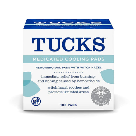 TUCKS Medicated Cooling Pads, 100 Count – Hemorrhoid Pads with Witch Hazel, Cleanses Sensitive Areas, Protects from Irritation, Hemorrhoid Treatment, Medicated Pads Used by Hospitals