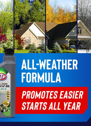 STP Premium Small Engine 4 Cycle Oil Formula, SAE10W-30 Small Engine Oil Engine Care Formula Reduces Wear for Lawnmower, Push Mower, Tractor, 32 Oz, STP