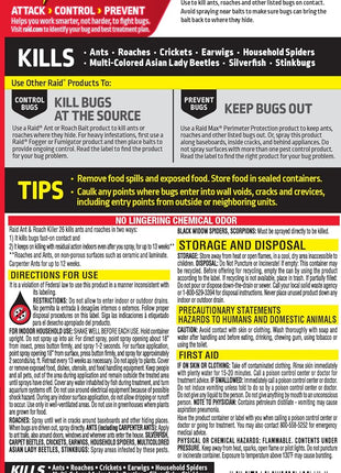 Raid Ant & Roach Killer 26, Fragrance Free Bug Killer for Home Use, Kills Bugs on Contact, 17.5 Oz, 2 Count