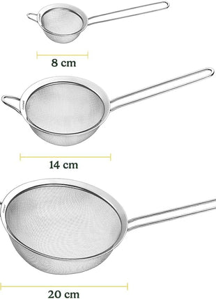 Cuisinart Mesh Strainers, Stainless Steel, Dishwasher Safe, 3-Count | Fine mesh kitchen strainers in 3 sizes, can be used as a pasta strainer, rice strainer, spaghetti strainer, CTG-00-3MS