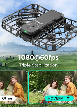 HOVERAir X1 Drone with Camera, Follow-me Drone with Self-Flying Mode | Foldable Mini Drone with HDR Video Capture, Palm Takeoff, Intelligent Flight Paths, Hands-Free Control Black (Combo)