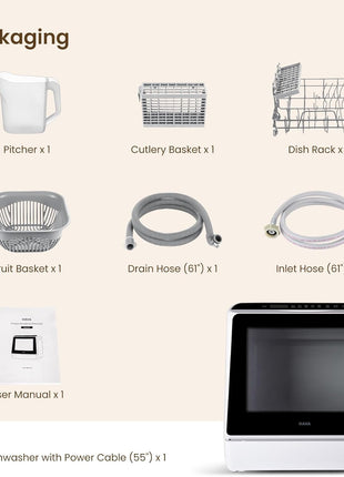 Countertop Dishwasher, 6 Programs Portable Dishwasher with Water Tank | No Hookup Needed, 167 °F High-Temperature Washing, Baby Care & Hot Air Drying Function for Homes, Apartments and RVs