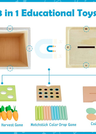 Adena Montessori 6 in 1 Sensory Play Kit 13-18 Months Baby | Made for newborns to build motor skills & hand-eye coordination, it brings diverse sensory play with smooth wooden toys.