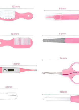 Baby Grooming Kit, Infant Safety Care Set with Hair Brush Comb Nail Clipper Nasal Aspirator,Baby Essentials Kit for Newborn Girls Boys (Pink Baby Grooming kit)