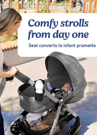 Graco Modes Pramette Stroller, 3-in-1 Baby Stroller, 3 Modes: Infant Car Seat Carrier (Car Seat Not Included), Infant Pramette to Toddler Stroller with Reversible Seat and One-Hand Fold, Redmond