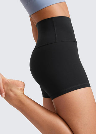 CRZ YOGA Womens Butterluxe Biker Shorts 4'' - High Waisted Booty Workout Volleyball Yoga Spandex Black Small