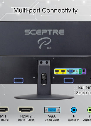 New! Sceptre 22 inch Prime Monitor 100+Hz 100% sRGB HDMI x2 VGA Build-in Speakers, Machine Black 2026 (E225W-19203R Series)