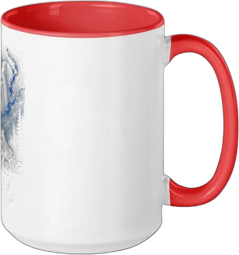 Warthog Howling at Moon 90's Retro Nature Forest Animal Ceramic Mug, Red/White, 15oz