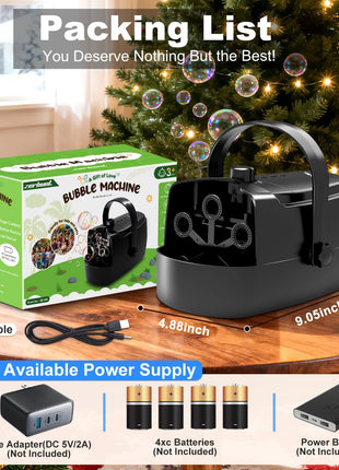 Durable Bubble Machine for Party: 3 Power Modes for Non-Stop Fun - 18000+ Bubbles Per Minute High Output 30 Mins Bubbles per Refill - Kids Safe Auto-Stop for Outdoor Backyard Birthday