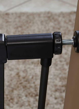 MidWest Homes for Pets 29in Steel Dog Gate, Pressure Mount, to 38in | Pressure Mounted, Expands 29.5"- 38" Wide, Auto-Close Door, Spring-Loaded Latch, Includes Two 3" Extensions