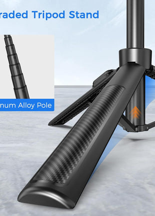 Selfie Stick Travel Tripod for Cell Phone with Remote Control and Phone Holder, Extendable Selfie Stick for iPhone, iPhone Tripod for Video Recording, 50 Inch, Black
