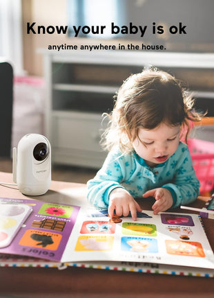 Momcozy Baby Monitor with 2 Cameras 5'' 1080P Split Screen Video Baby Monitor with Camera and Audio no WiFi for Baby Safety 5000mAh Battery Infrared Night Vision 2-Way Audio 960ft Range Ideal Gift