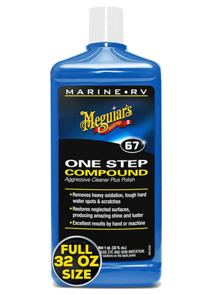 Meguiar's Marine/RV One Step Compound, M6732, Removes Oxidation, Stains, Scratches, and Water Spots, Restores Color and Shine to Fiberglass Gel Coat Finishes, Christmas Gift Ideas for Car Dads, 32 Oz
