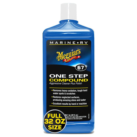 Meguiar's Marine/RV One Step Compound, M6732, Removes Oxidation, Stains, Scratches, and Water Spots, Restores Color and Shine to Fiberglass Gel Coat Finishes, Christmas Gift Ideas for Car Dads, 32 Oz