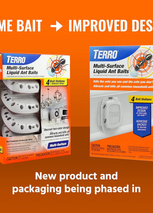 TERRO Indoor Liquid Ant Baits with Adhesive Strips for Discreet Baiting - TERRO Ant Trap and Bait Station - 4 Pack - T334B
