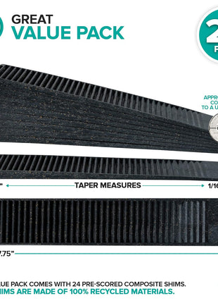 Composite Shims (24 Pack) - Hard Composite Shims for Home Improvement - Never Rot Shims for Leveling - Restaurant Table Shims - Table Wedges - Toilet Shims - DIY Furniture Levelers - Stock Your Home