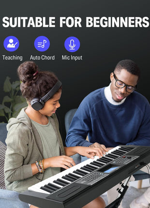 Donner 61 Key Keyboard Piano, Electric Piano Keyboard Kit with 249 Voices, 249 Rhythms   Includes Piano Stand, Stool, Microphone, Gift for Beginners, Black (DEK 610S)