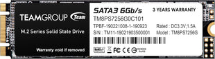 TEAMGROUP MS30 256GB with SLC Cache 3D NAND TLC M.2 2280 SATA III 6Gb/s Internal Solid State Drive SSD (Read/Write Speed up to 500/400 MB/s) Compatible with Laptop & PC Desktop TM8PS7256G0C101