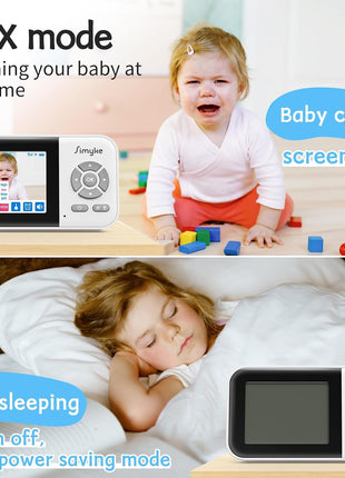 Simyke Upgrade Video Baby Monitor with Camera,1200ft Long Range,APP,2.8inch Display, Auto Night Vision,5 Lullabies,Sound Monitor,Feeding Timer,2-Way Talk,for Baby/Elderly/Pet,VOX/ECO,Temperature Sensor