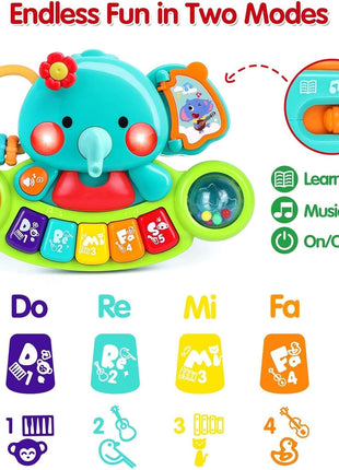 Baby Piano Toys 6-12 Months, Elephant Piano Keyboard Newborn & Infant Toys | Light Up Musical Toddler Toys for 1 Year Old Boy Girl, Christmas & Birthday Gifts For 12-18 Months, 6 7 8 9 Month Old Toys