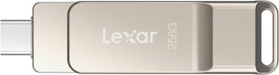 Lexar D40E 256GB Dual USB 3.2 Gen 1 Type-C Jump Drive, USB-C Flash Metal Housing Swivel Design Thumb Drive(Champagne Silver)