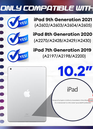Cantis Case for ipad 9th Generation/ 8th Generation/ 7th Generation, Slim Heavy Duty Shockproof Rugged Protective Case with Built-in Stand for iPad 10.2 inch 2021/2020/2019, Dark Purple+Black