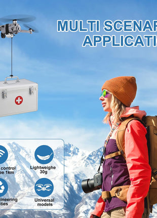 Universal Drone Airdrop System Compatible with DJI Mavic Mini 4 Pro, Mini 3, Mini 2, Air 2, Air 2S, Mavic 3 Pro, Mavic 2 - Payload Clip, Release Device, Airdropper with Fish Bait Ring Thrower Accessories (Drones Not Included)