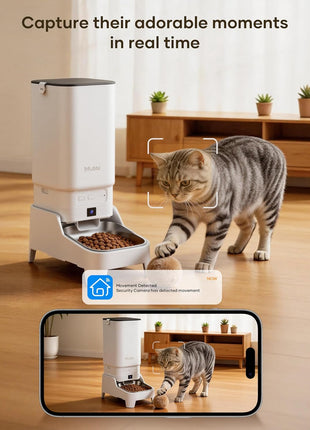 Automatic Cat Feeder with Camera - 7L/29 Cups Auto Dog Feeder with Large Food Tray & 1080P Night Vision, Elevated Bowl, 2-Way Audio, 10s Voice Recording, 5G WiFi Timed Cat Food Dispenser, 1-15 Meals